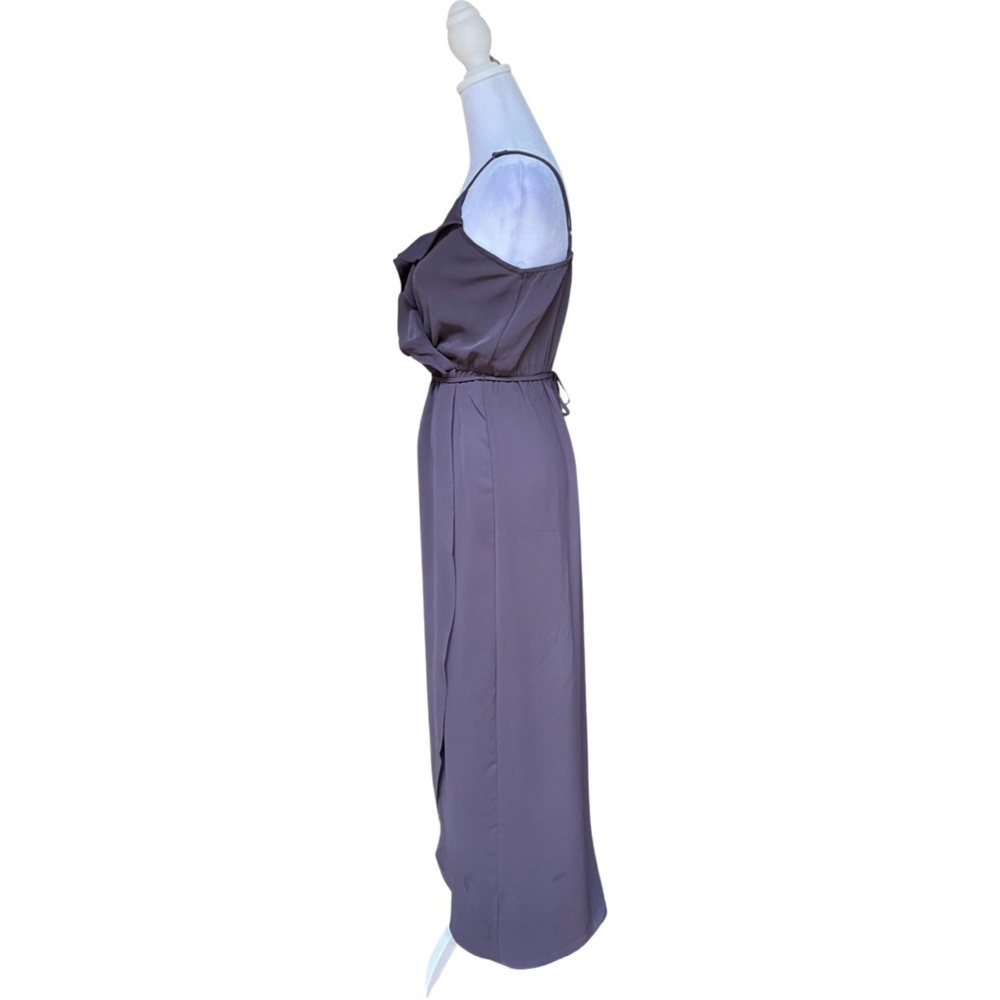 Everly Maxi Dress Ruffle Gray Wrap Sundress Party Sz Small Anthropologie - Picture 2 of 10